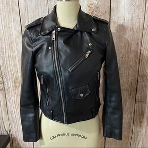 Zara Basic Asymmetrical Faux Leather Moto Jacket